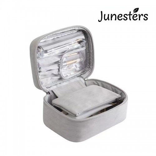 Portable Grey Travel Makeup Bag, for Women Girls